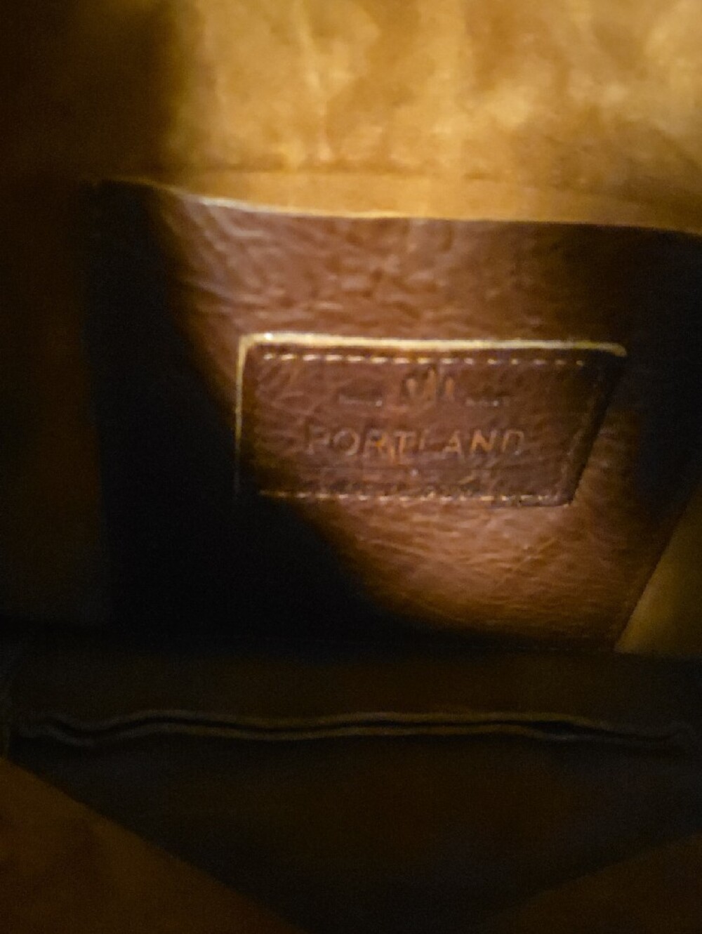 Portland Leather Brown Pebbled Drawstring Crossbody Bag - Picture 2 of 5